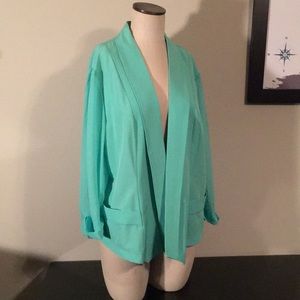 City Chic Teal Drapey Blazer Jacket - Size L (20)